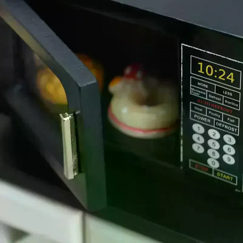 1:12 casa de bonecas em miniatura preta forno de micro-ondas móveis modelo de casa decoração brinquedo acessórios para casa de boneca