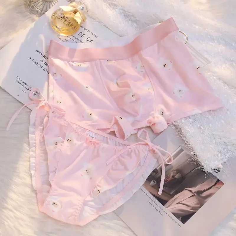 

Новинка 2025 года, 2 шт., нижнее белье для пар, женские и мужские боксеры, шорты, трусики, кружевные трусы с рисунком кролика для мальчиков и девочек, бандажные сексуальные трусы Lov ☆ ★ ee ☆ ★