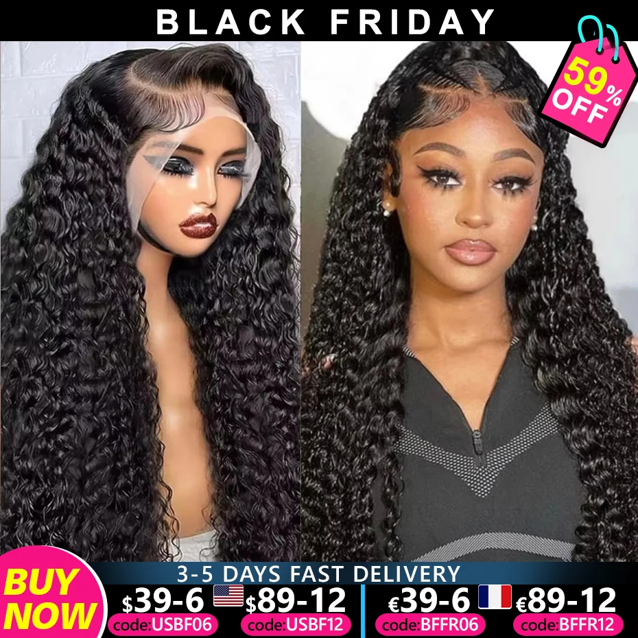 

13x4 Deep Wave Transparent Lace Front Human Hair Wigs For Women 36 Inch 13x6 Lace Wig Wet And Wavy Remy Water Curly Wig