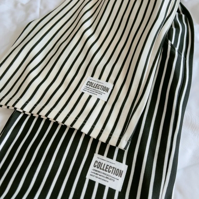 Cotton Pyjama Shorts Unisex Summer Casual Beachwear Striped Print Comfortable Lightweight Home Clothes Couple Style