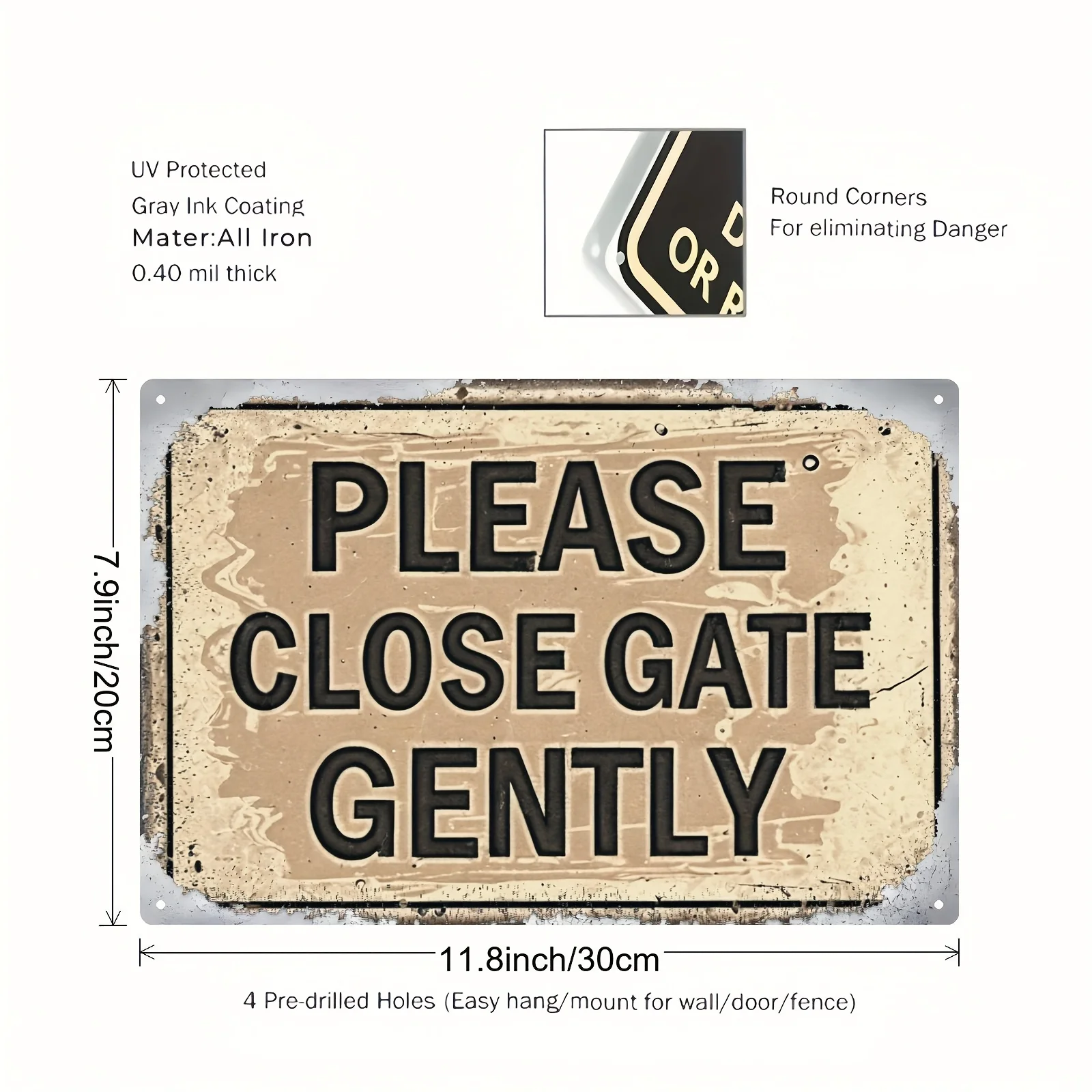CIFBUY 2D Retro Aluminum Wall Art Waterproof Durable Metal Sign For Farmhouse Garden Home Porch Decor Please Close Door Gently