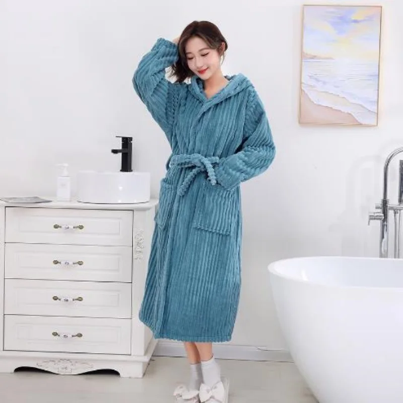 Couple\'s Soft Absorbent Coral Velvet Bathrobe, Home Clothes, Sexy Nightgown, High-end Nightgown