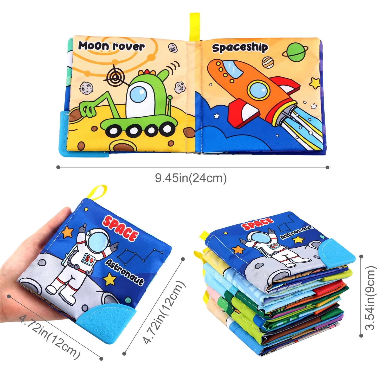 Baby Soft Cloth Books with Teether Baby Intelligence Development Learning Book Rustle Sound Cognition Educational Toys for Baby