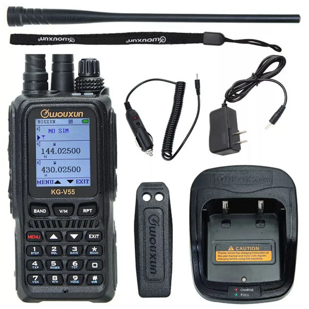 Wouxun-統合されたfm双方向ラジオ、デュアルバンドと統合、vhf、uhf、アナログ、2g、3g、4g、KG-V55、wcdma、パブリックネットワーク、オリジナル、2個