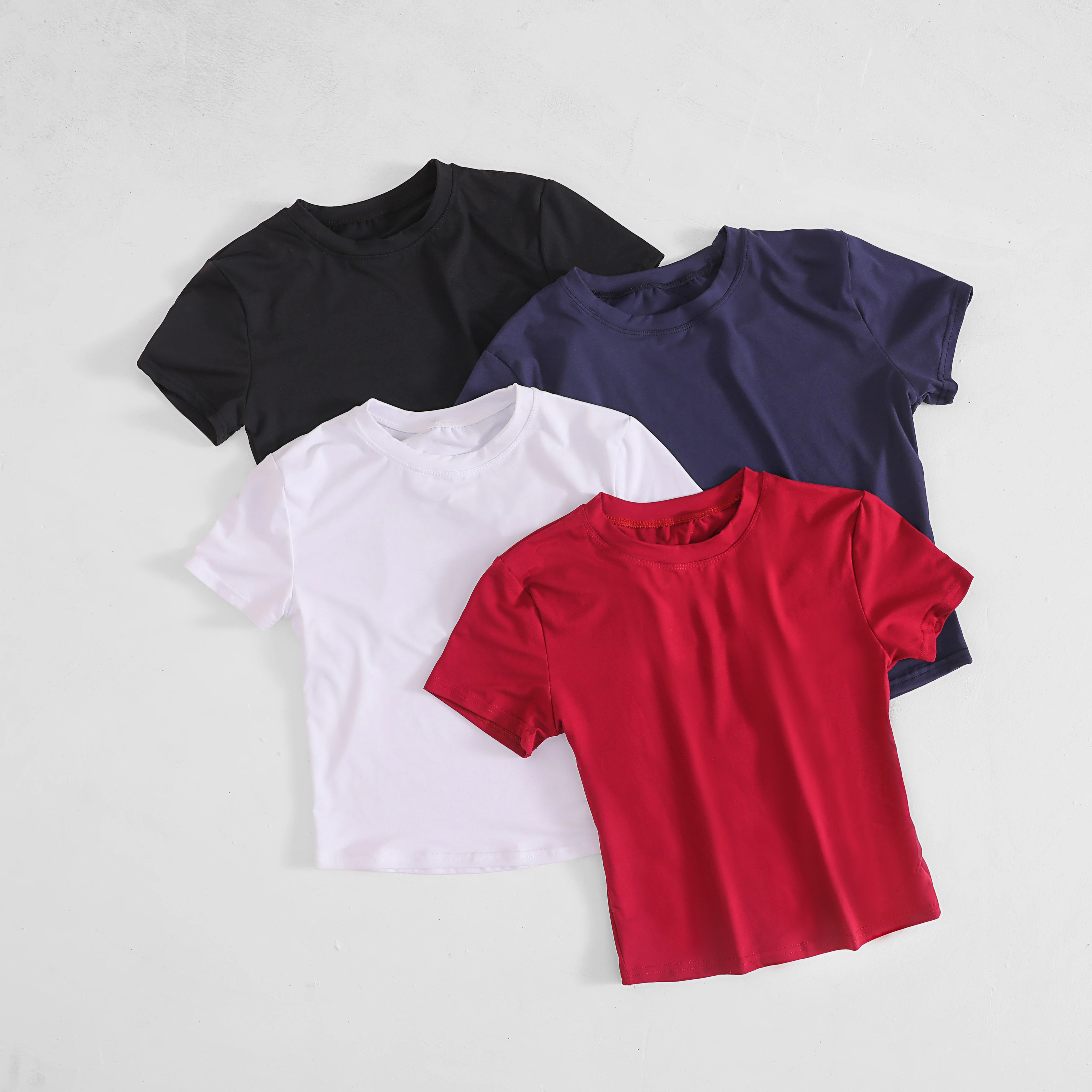 Woman Clothing Short Sleeve T-shirt Slim Fit Tops Female O-Neck Knitted Sheath Tee Shirt Street Wear Sex Sporty 20246Y2K