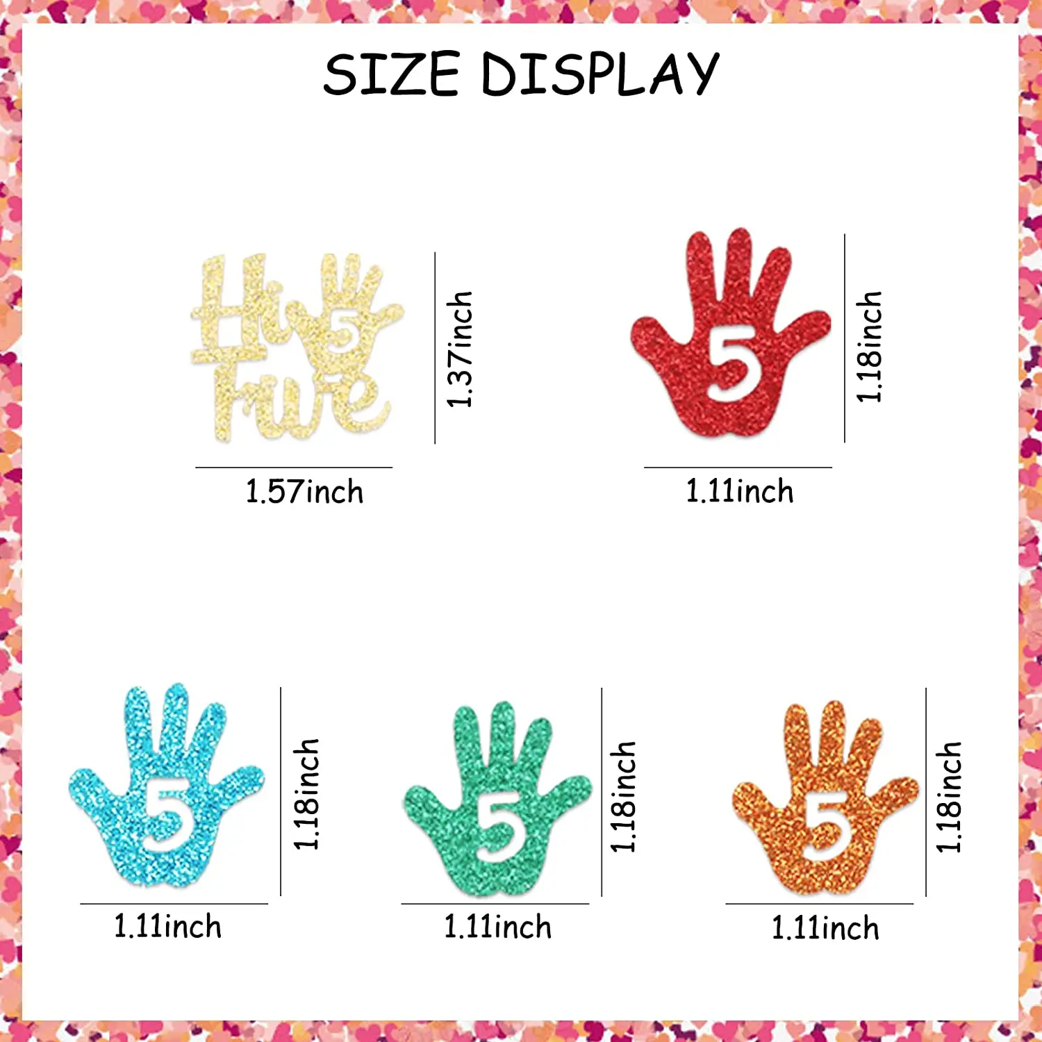 Hi Five Birthday Party Decorations for 5th Boy Glitter Confetti Table Scatter Hand Sticker per bomboniere per feste di compleanno di 5 anni