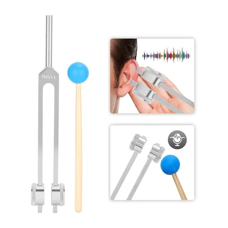 AB47-อลูมิเนียมส้อมเสียง,ส้อมเสียง 111Hz พร้อมค้อนสําหรับระบบประสาทการทดสอบ Sound Healing Therapy