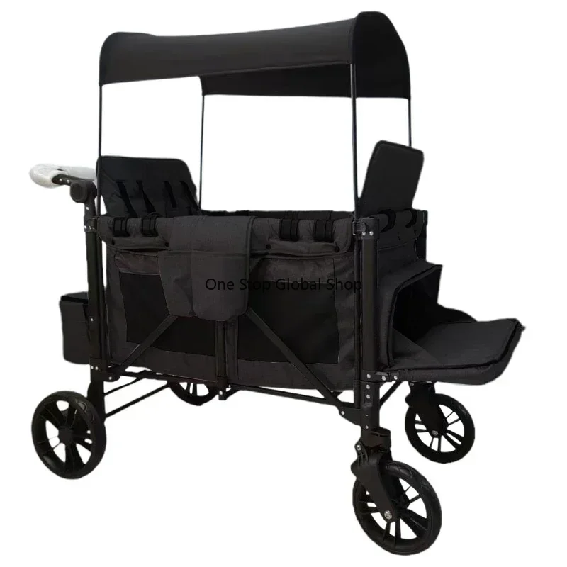 J4 New Design Outdoor Travel Four Seats Folding Wagon Stroller for 4 with Extra Large Sunshade