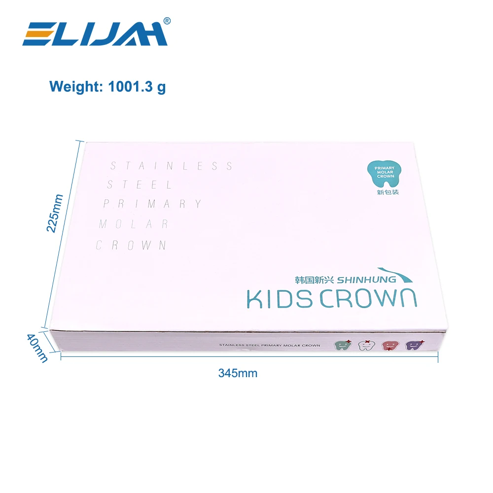 ELIJAH 48 stks/doos Dental Kid Kronen Voorgevormde Metalen Kroon Rvs Pediatrische Tijdelijke Kronen Pedo Molaire Kroon Refill Kit