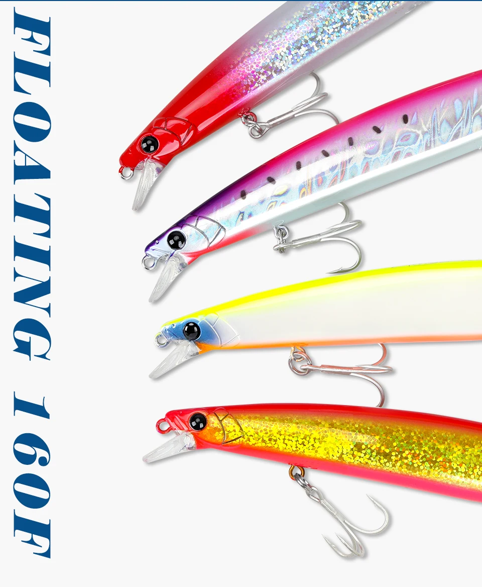 TSURINOYA 160F Schwimmender Minnow-Angelköder STINGER 163 mm 31 g Langer Wurf Künstlicher Seebarsch Salzwasser Große harte Köder – Detail 10