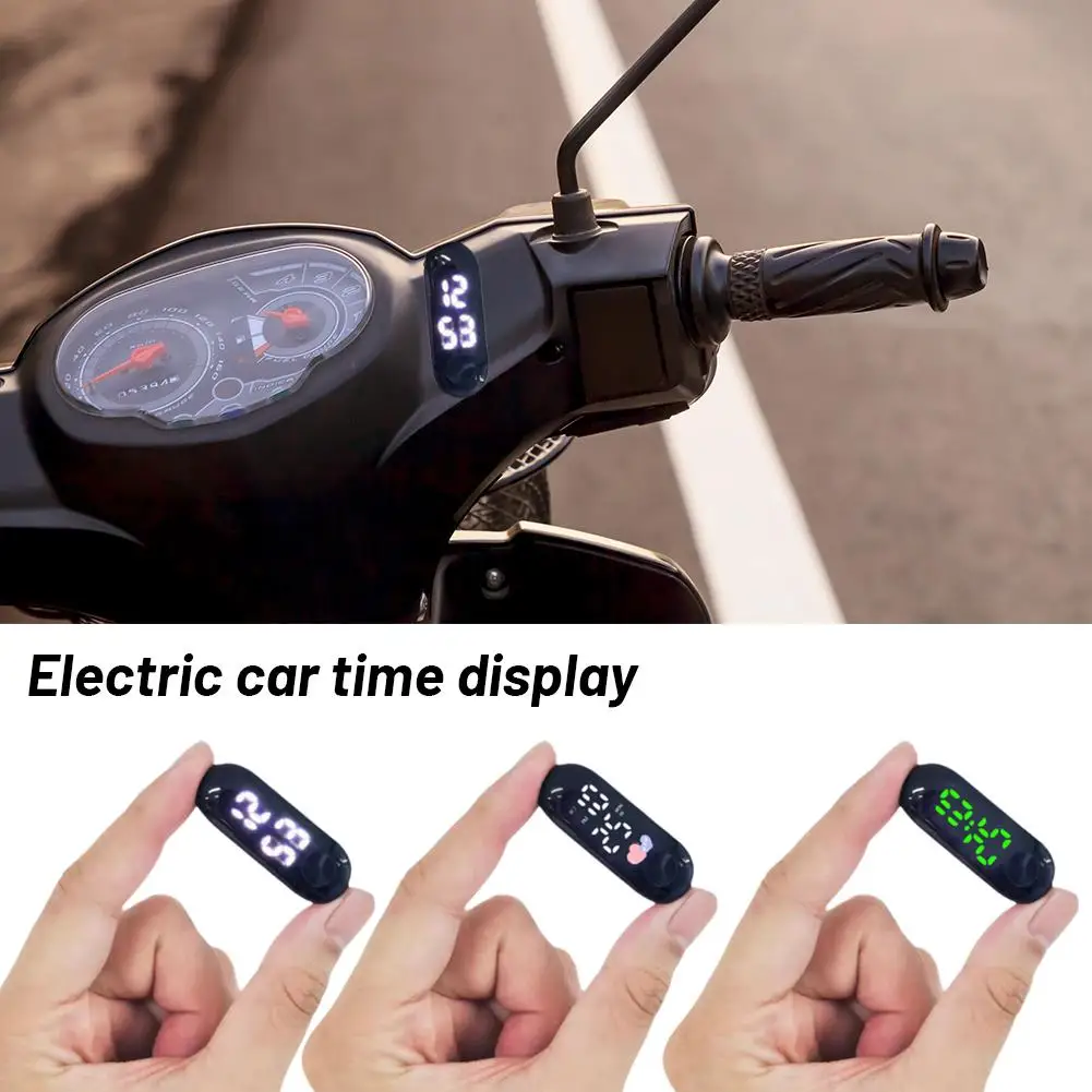 Mini Waterproof Digital Clock Self-Adhesive Motorcycle Electric Vehicle Mounted Time Display Luminous Backlight Electronic Watch