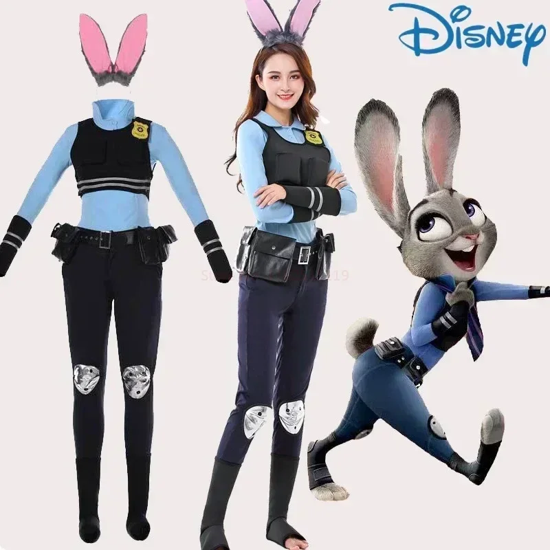 2024 Disney Zootopia Judy Rabbit Cosplay Costume Figure Nick Fox Woody Cartoon Cosplay Rabbit Judy Police Officer Halloween Giff