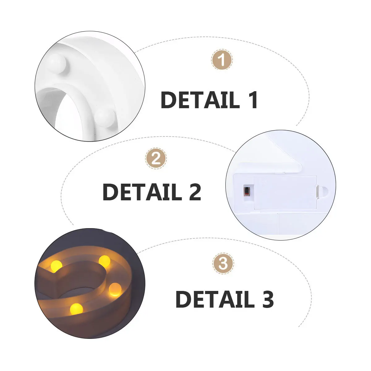 1Pcs LED Number Marquee Lights Sign White Plastic Operated Light Up Decorative Night Light Home Bar Party