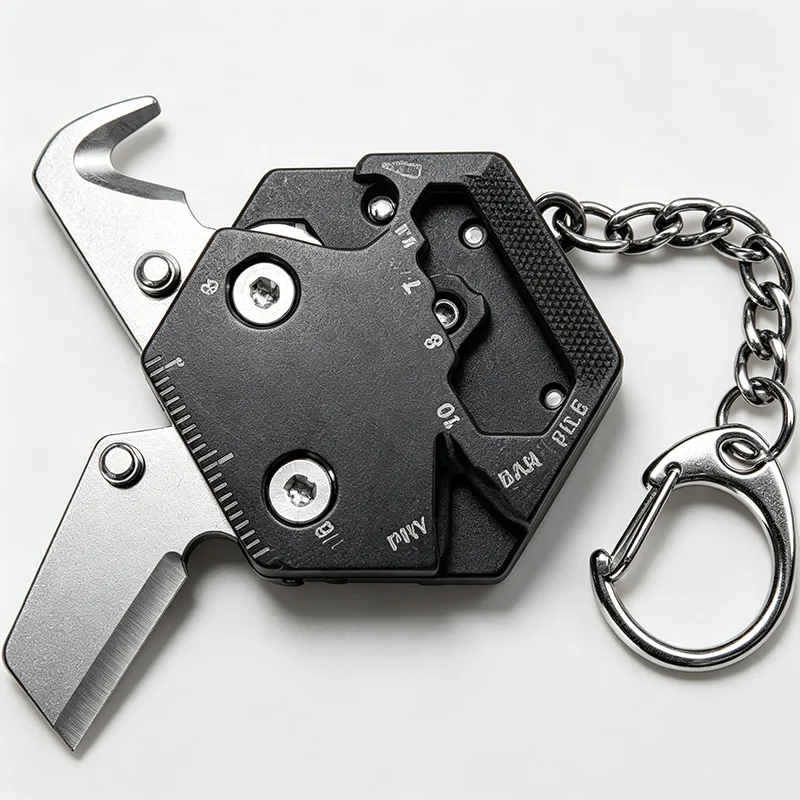Multifunctional Hexagon Coin Outdoor EDC Tool Folding Coin Knife Keychain Screwdriver Pocket Mini Fold Gear Tool