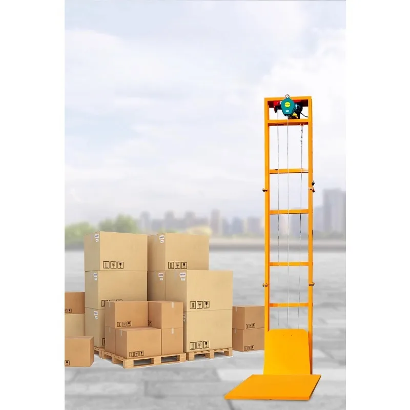 Small simple freight elevator household electric lift hoist warehouse loading and unloading elevator