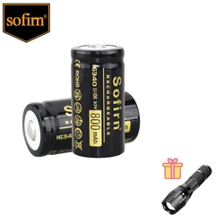 Sofirn 800MAh 16340 batteria ricaricabile scarica ad alta potenza 3.7V li-ion 16340 batterie ricaricabili a celle