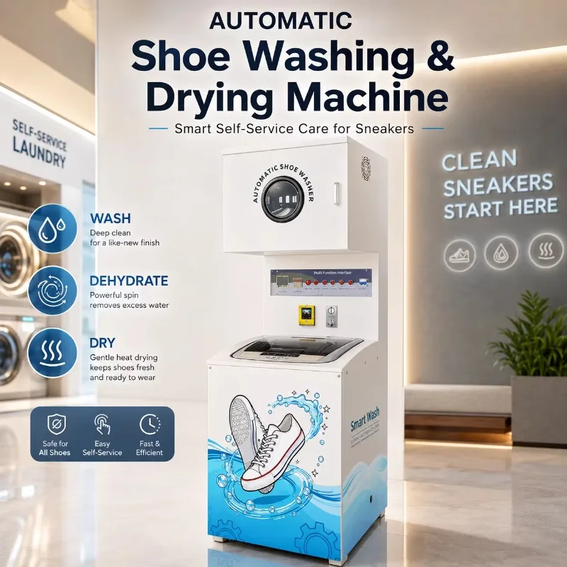 24H Unattended Automatic Shoe Washing Dehydration All-in-One Machine Shoe Brushing Washer for School Gym Public Area Customized