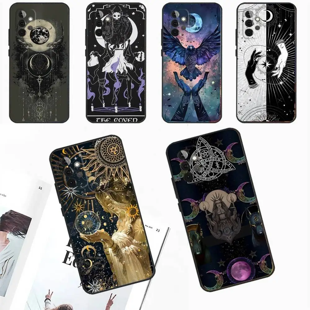 

Occult Witchcraft Moon Gothic Witch Phone Case For Samsung Galaxy A13,A21s,A22,A31,A32,A52,A53,A71,A80,A91 Black Phone Cover