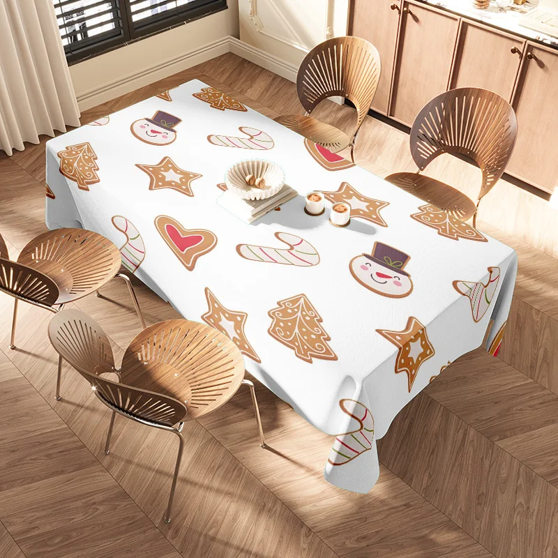 Christmas Festive Tablecloth with Gingerbread Pattern Perfect for Holiday Entertaining Decoration