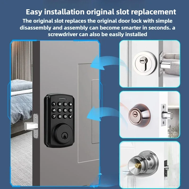 

Отличный автоматический американский кодовый замок Tuya с управлением через приложение, паролем и ключом, умный замок для входных дверей толщиной 35-55 мм