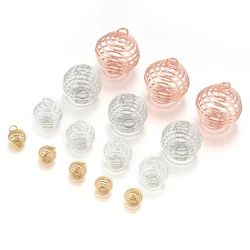 4-Farben-Spiralperlenkäfige, Anhänger, rund, hohl, Charms-Halter für Schmuckherstellung, DIY, Ohrring, Halskette, Anhänger, Zubehör