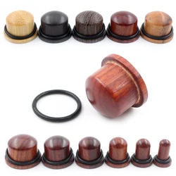 Alisouy 2PCS Natural Wood Solid Bullet Cylinder Ear Gauges Taper Plugs Tunnel Expander Stretcher Earrings Piercing Body Jewelry