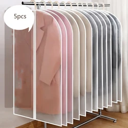 Transparent Clothes Dust Cover,Wardrobe Hanger, Coat Hanging Bag, Thickened Down Jacket, Dust Protection Bag, Zipper Type, 5 Pcs