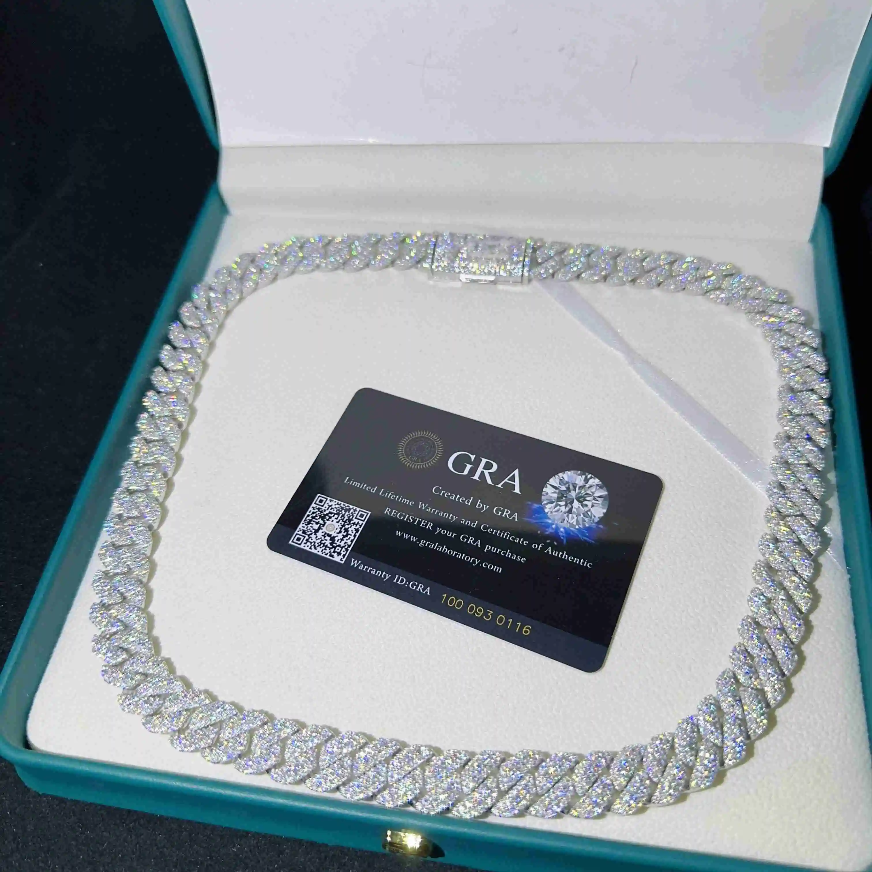 

Pass Tester VVS Moissanite Lab Diamond Серебро 925 Цепочка для ожерелья в стиле хип-хоп Iced Out Ювелирные изделия 10 мм Майами Кубинский браслет-цепочка