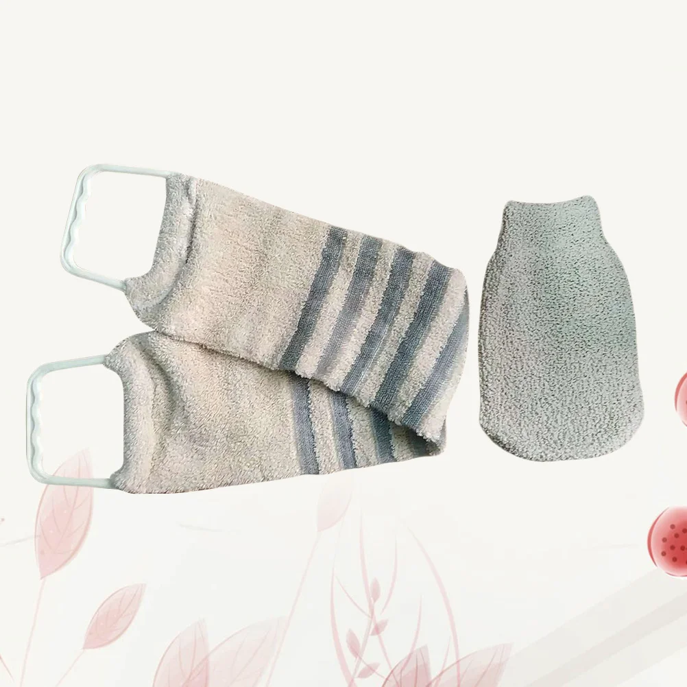 2 قطعة قفاز سنفرة الجسم مزدوجة الوجهين منشفة التقشير مزيل الجلد الميت حمام دش سبا تنظيف أداة مجموعة للاستخدام المنزلي