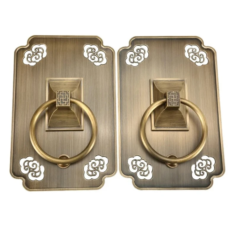 

1 Chinese style brass door handle, villa wooden door, square handle, cabinet door handle