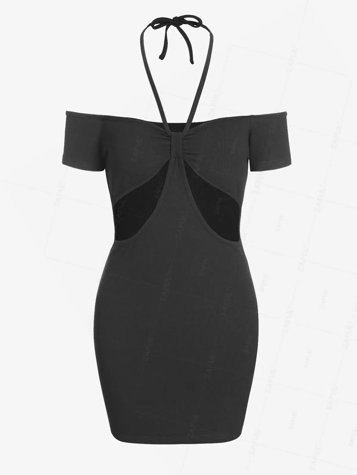 ZAFUL Halter Cutout Knotted Slinky Dress