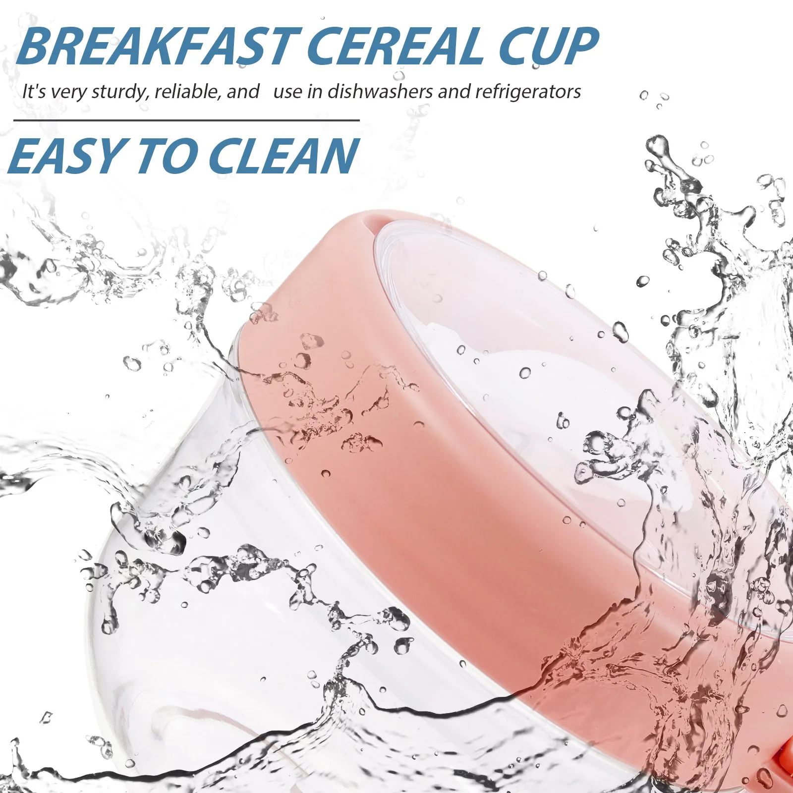 

Portable Breakfast Cup Pink Overnight Oats Mason Jar Spoon Leak Proof Container for Travel School Office Lightweight Glass