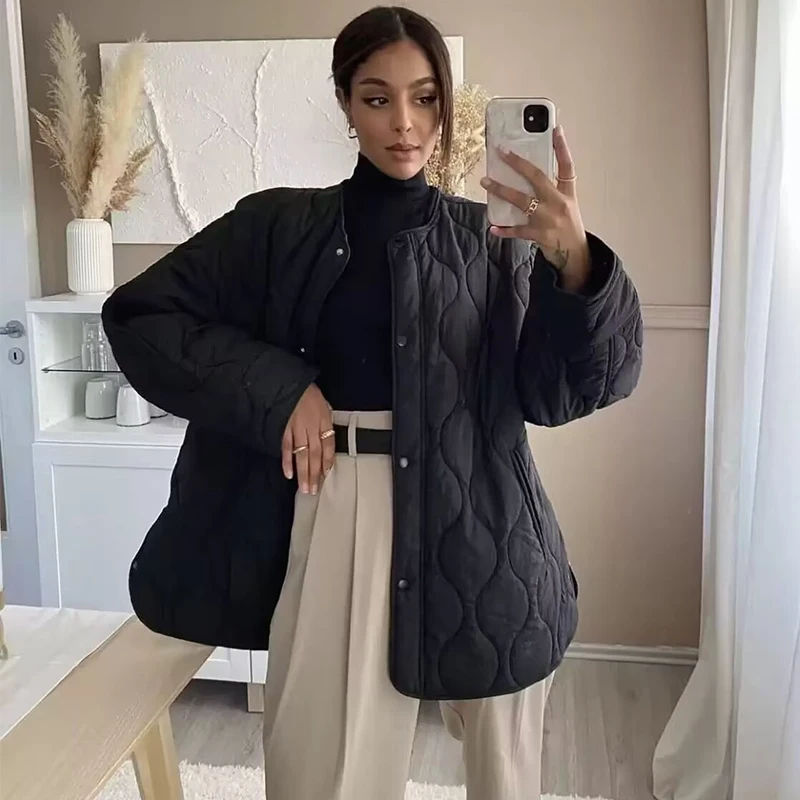Women's Coat 2026 New Fashion Autumn Winter Side-Slit Oversized Loose Warm Jacket for Women Casual Chic Women Outerwear