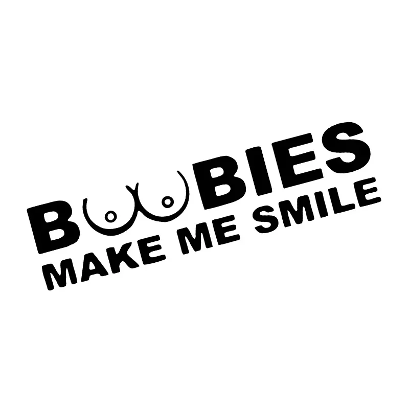 20X5CM BOOBIES MAKE ME SMILE Letter Waterproof Stickers Truck Motorcycle Car Window Gas Tank Bumper Car Rear Decorative Stickers