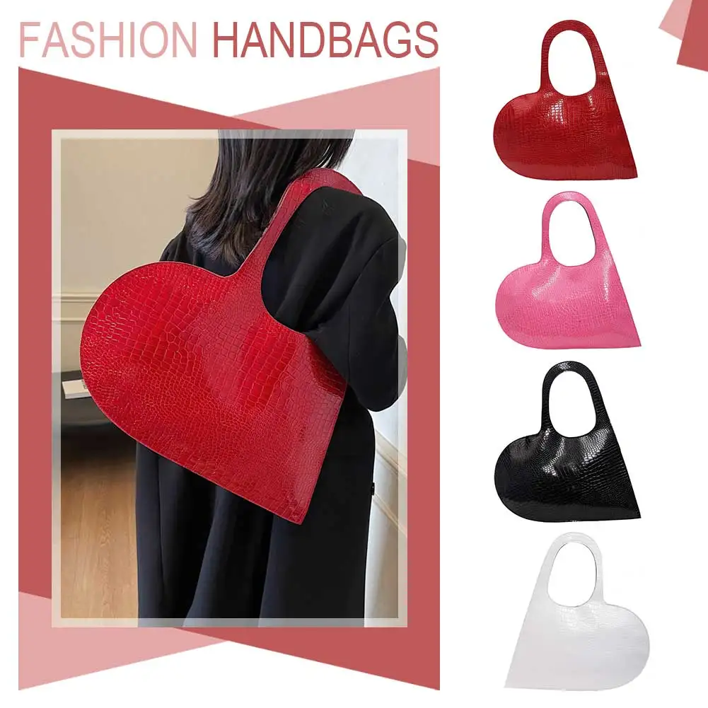 

Shoulder Bag for Women Heart-Shaped Underarm Bag PU Leather Solid Color Clutch Purse for Work Travel