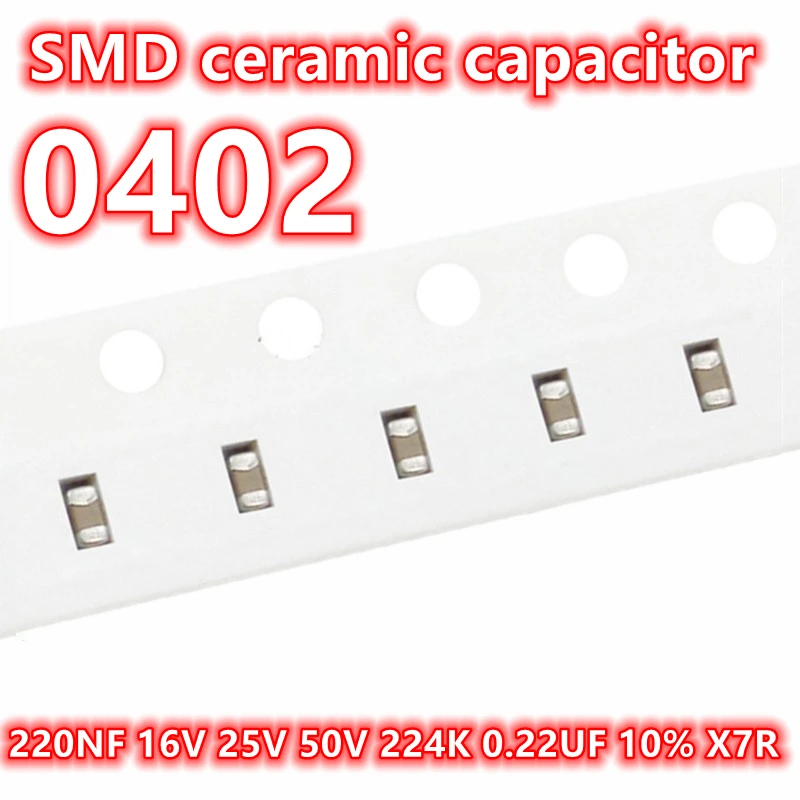 ตัวเก็บประจุเซรามิก1005 IC 0402 220NF ของแท้16V 25V 50V 224K 0.22uF 10% uF