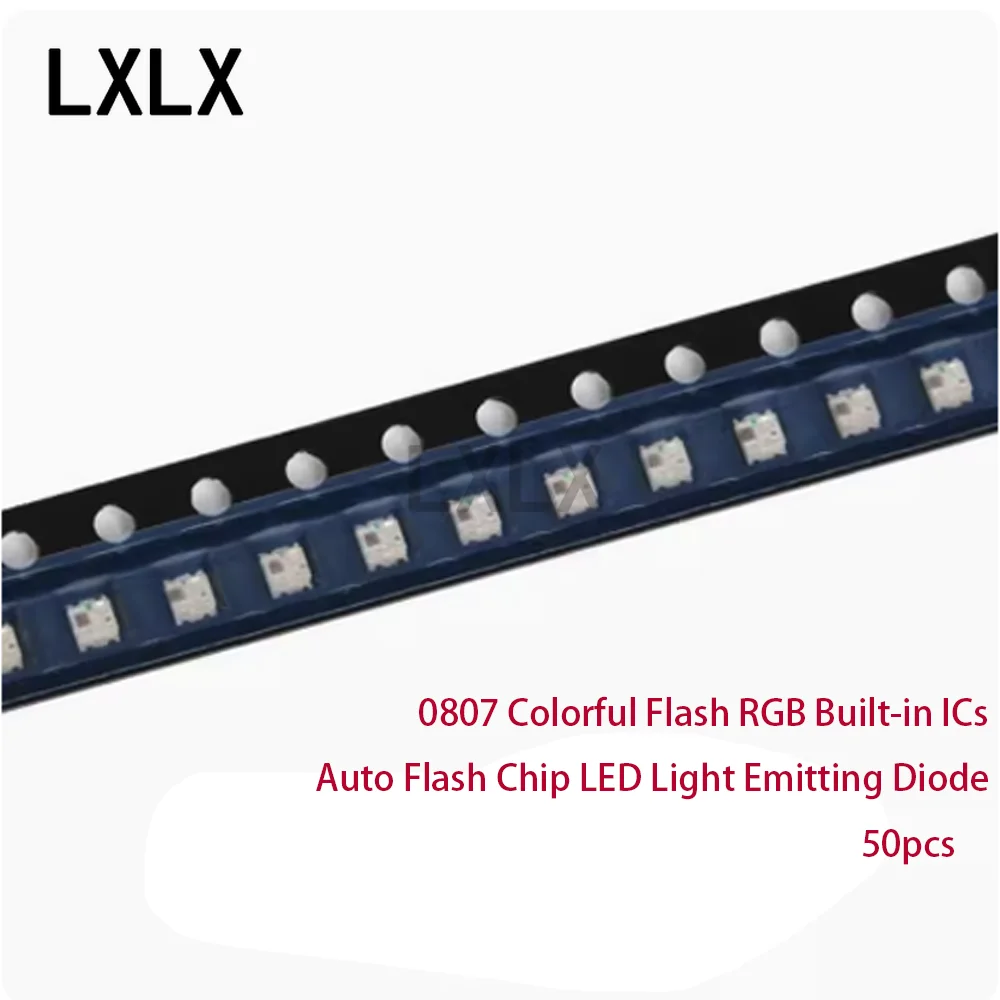 LXLX1 50PCS 0807 Color Flash/Illusion GRB Built-in LC Auto Flash Chip LED Light Emitting Diode