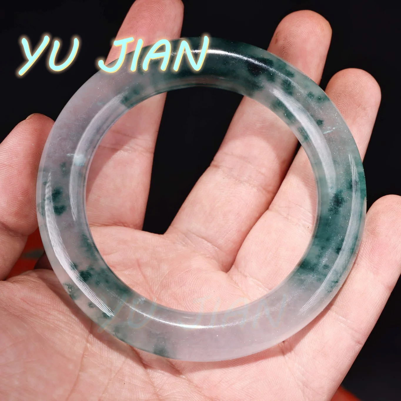 

Newest Styles Ice Permeating Perfect Floating Blue Jadeite Handring Round Jade Bangles Quality Bracelet Fine Jewelry