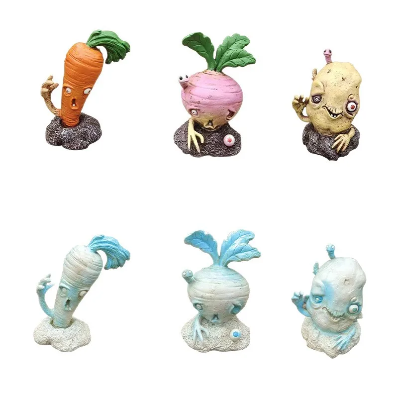 Vegetable Zombie Figurines Halloween Carrot Potato Zombie Statue Patio Yard Gnome Garden Decor