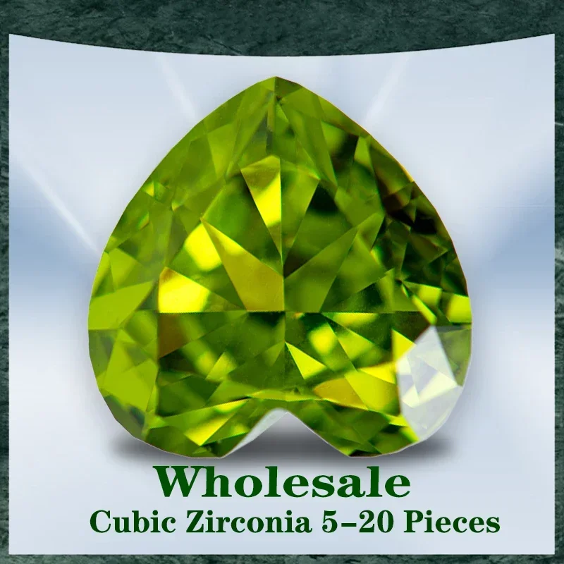 

Cubic Zirconia Wholesale No Certificate Crushed Ice Cut Heart Shape Apple Green Color Charms Beads for Jewelry Making Materials