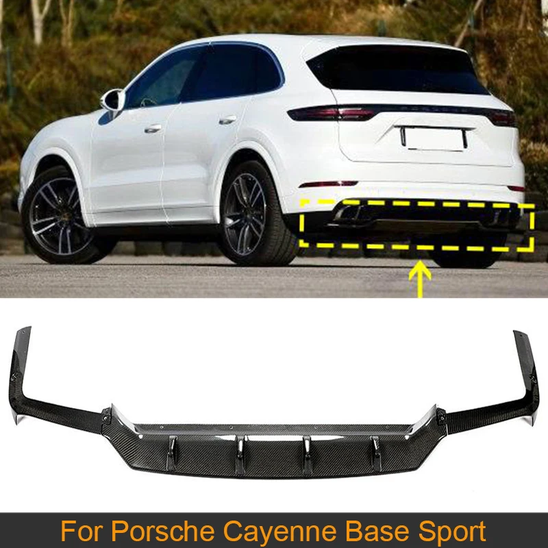 Car Rear Bumper Diffuser Lip Spoiler For Porsche Cayenne Base Sport 4 Door 2018 - 2020 Rear Diffuser Lip Spoiler Carbon Fiber