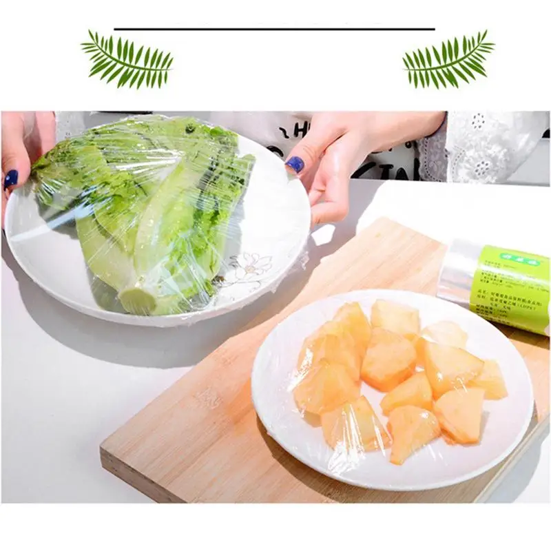 Película de plástico para servicio de alimentos, 1 rollo, práctica película adhesiva segura para microondas, película transparente para envolver alimentos, sellar con forma segura para mantener los alimentos frescos