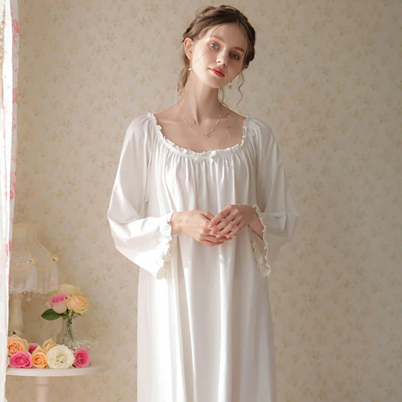 

Women French Autumn Winter Long Sleeve Sleepwear Loose Oversized Cross-border Pajamas Princess Victorian Nightgowns for Girls