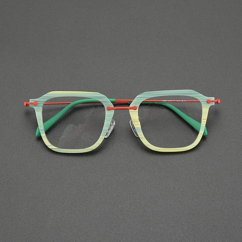 Eyeglasses Unique Multicolor Vintage Square Titanium Leg Reading Prescription Man Women Glasses Frame Myopia Eyeglass Frames