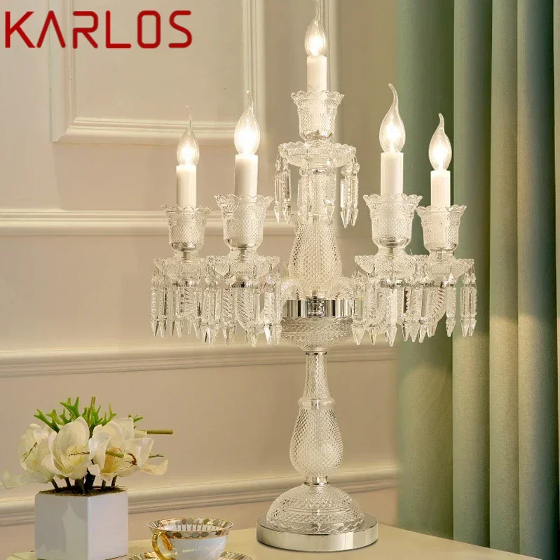 KARLOS European Style Crystal Table Lamp Candle Lamp Luxurious Living Room Restaurant  Bedroom Villa Wedding Desk Lamp