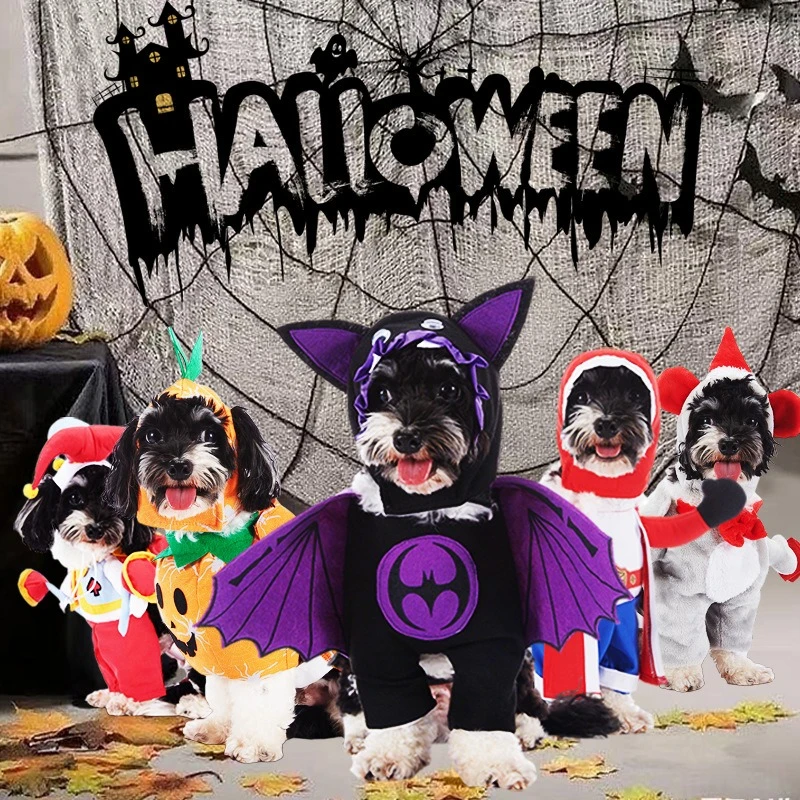 

Halloween Christmas Pet Clothes Bat Pirate Clown Deliveryman Standing Dress Up Funny Dress Up Dog Clothes