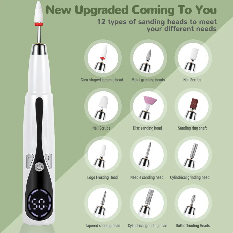 New Low-Noise Electric Nail Grinder, Rechargeable & Portable Nail Polisher for Home Manicure/Pedicure