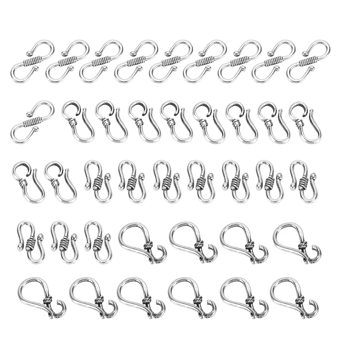 40Pcs Vintage Tibetan Silver S Hook Toggle Clasps Alloy Jewelry Accessories for DIY S Clasp Alloy Clasp