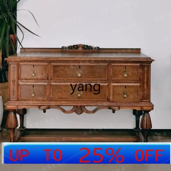 

LMMsolid wood old carved retro high-end entrance cabinet neoclassical locker