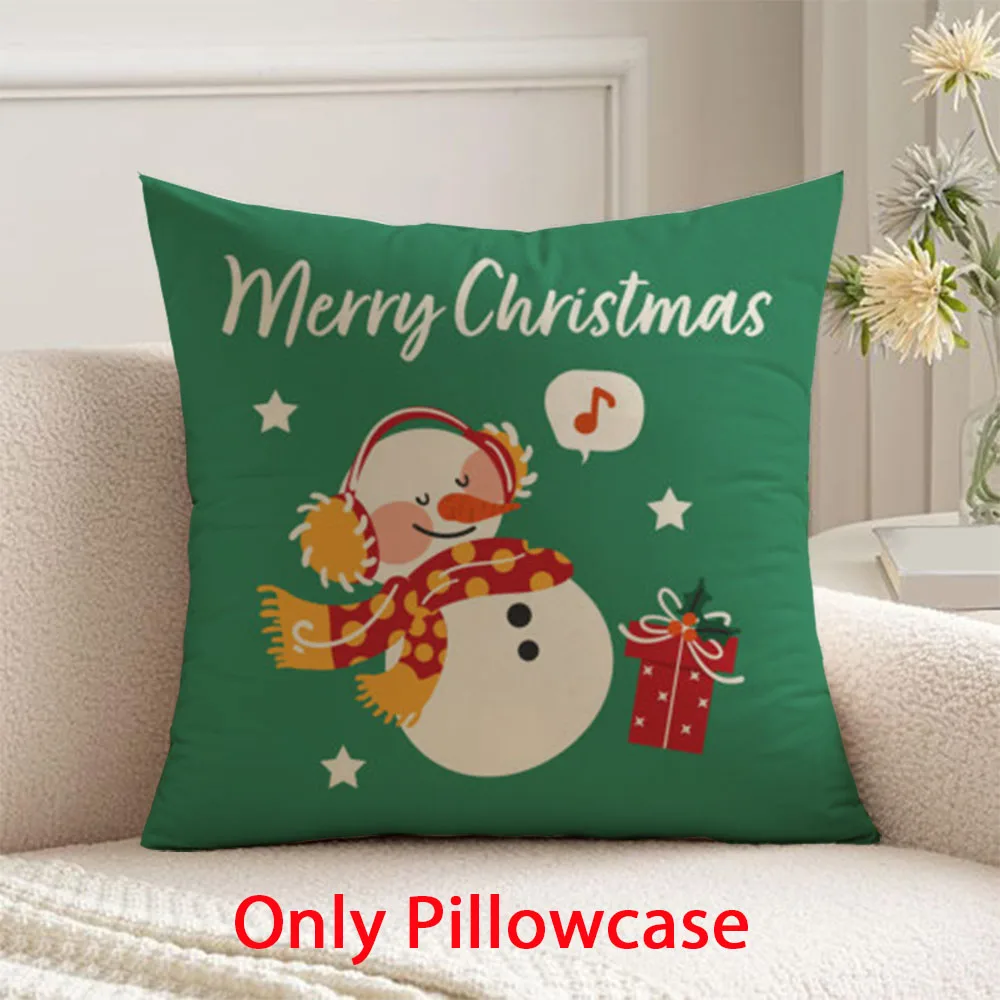 

green Christmas Pillow cover winter Snowman pattern decorative 45x45 cushions cover for New Year home decor pillow case